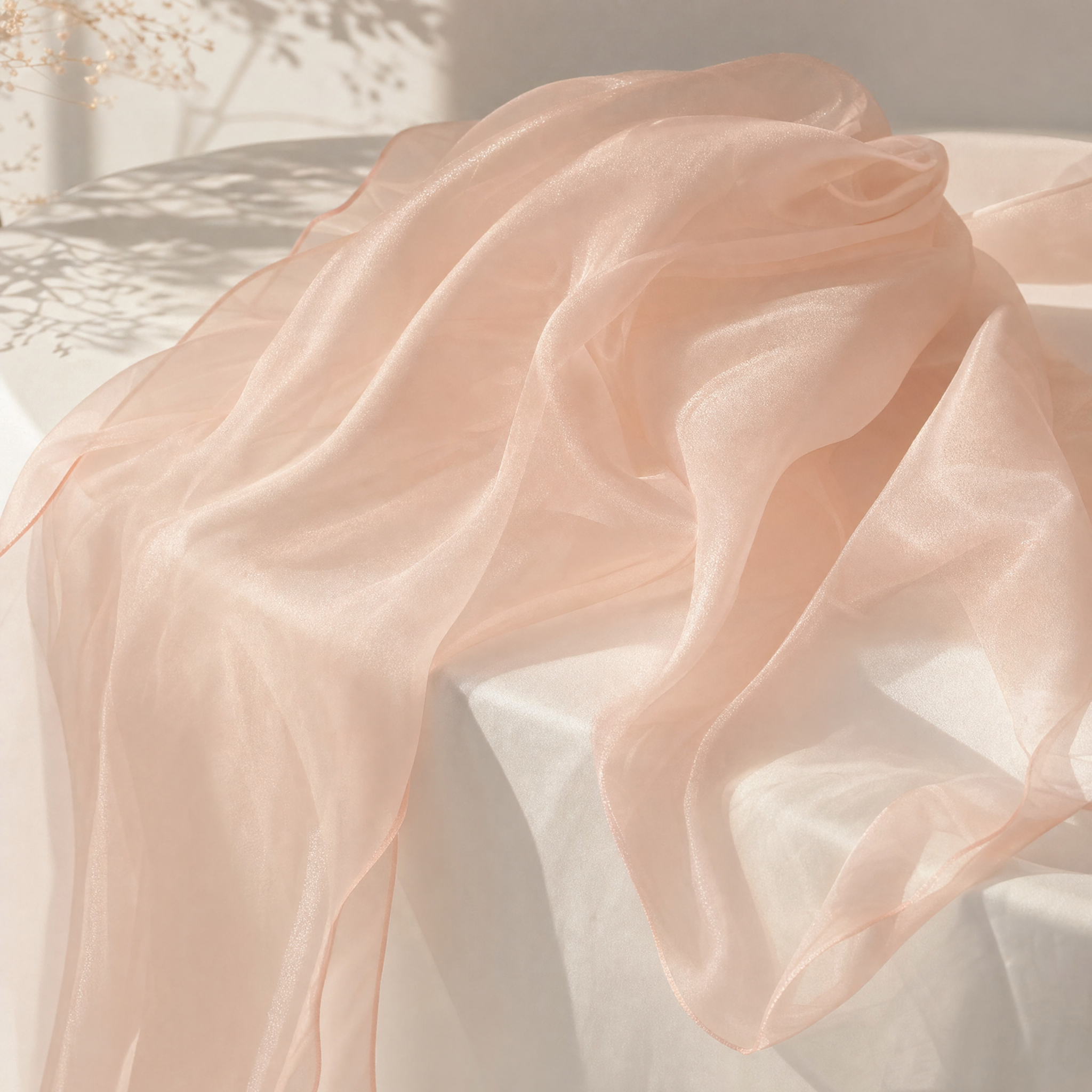 Foulard transparent beige rosé cadeau fête des mères — s'adapte à tous les types de peau