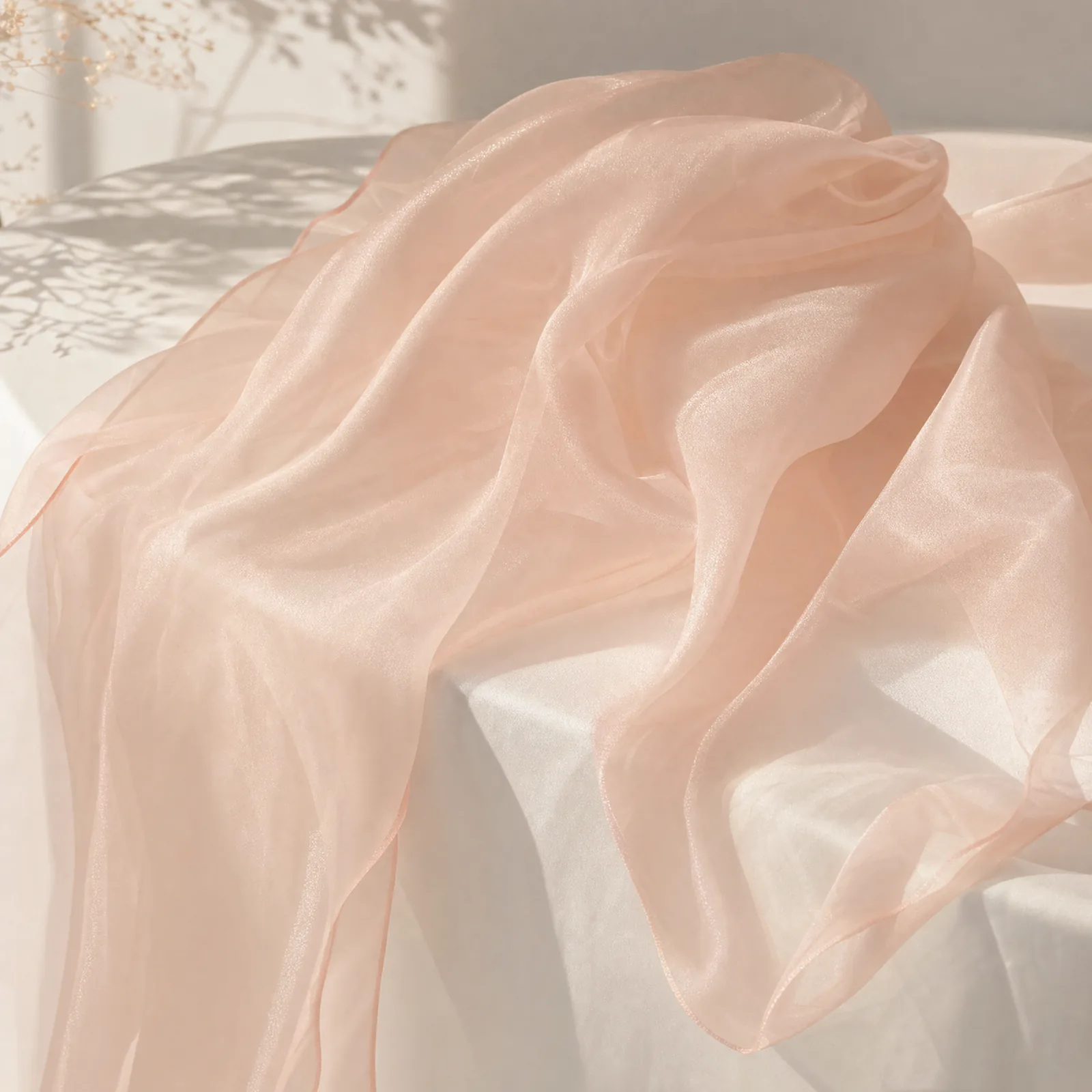 Foulard transparent beige rosé cadeau fête des mères, s'adapte à tous les types de peau