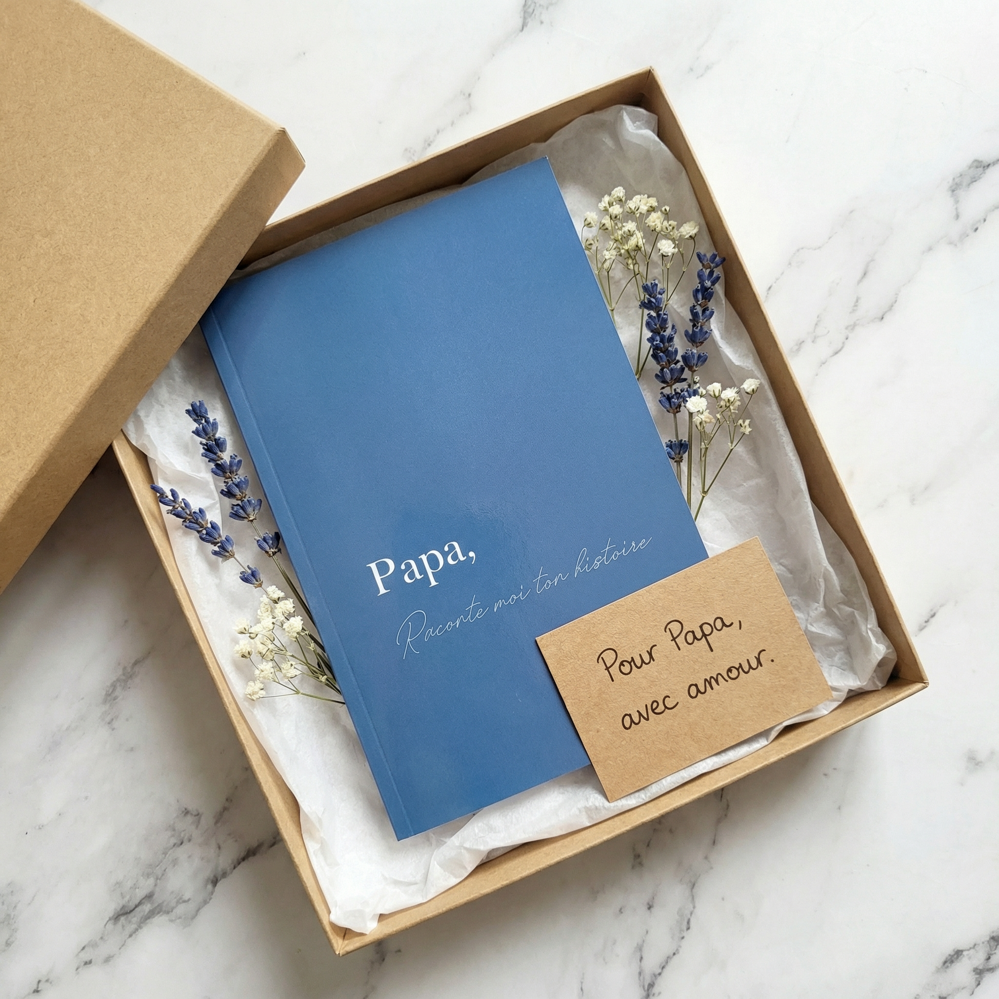 livre journal papa boîte cadeau fleurs séchées unboxing